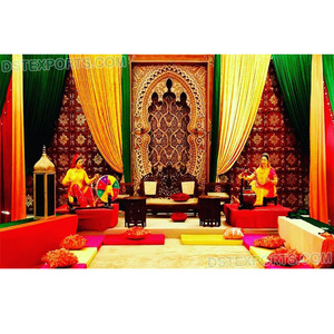 เวทีแต่งงาน Mehandi ปัญจาบแบบดั้งเดิม,เวที Sangeet แบบแต่งงานปัญจาบ,การออกแบบ Rajawada เวทีปัญจาบ Mehandi - Product Image 1
