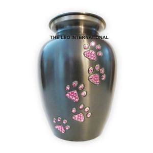 Aluminio Metal satinado acabado mate color plata Rosa patas mascota urna 4X4X6 pulgadas Almacenamiento de cenizas 40 pulgadas cúbicas capacidad urna de cremación - Product Image 1