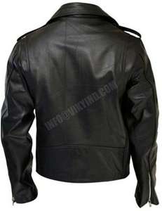 Blouson de motard pour homme, en cuir véritable, style rétro vintage pour motard - Product Image 2