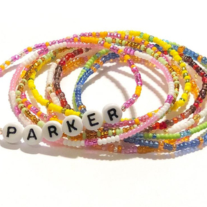 Kids Name Beaded <b>Bracelets</b>, Set of 10 Seed <b>Beads</b> <b>Bracelets</b> - Product Image 1