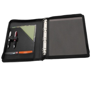 Nice Quality Genuine Leather <b>Ring</b> <b>Binder</b> Black Zipper Customizable - Product Image 1