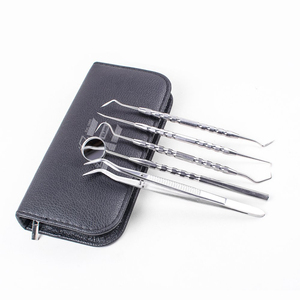 Kit de 5 instruments d'hygiène dentaire le plus vendu : détartreurs et miroirs en acier inoxydable, finition miroir, qualité A+ - Product Image 1