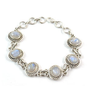 Pulsera de piedras preciosas de peridoto de piedra lunar de arcoíris de Plata de Ley 925 - Product Image 5