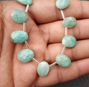Natural Amazonite Gemstone Faceted Oval Shape Briolette Beads Making Handmade Jewelry Wholesale <b>Top</b> Quality - Product Image 2