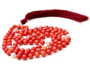 Clásico religioso 108 cuentas Mala collar elegante cadena de bambú yóguico con perla de Coral borla de piedras preciosas regalo para personas espirituales - Product Image 3