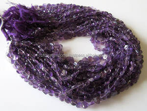 Hilo de cuentas de amatista, moneda plana de 9mm, púrpura, venta al por mayor - Product Image 3