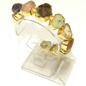 Belle Vintage Fait À La Main Réglable Mode Manchette Bracelets Argent/Or Plaqué Quartz 9 Colet Déclaration Pièce Femme Classique - Product Image 1