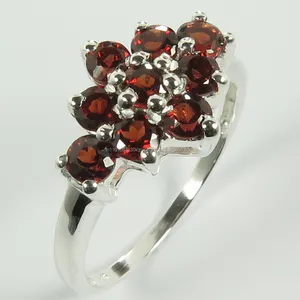 925 Sterling Silver Genuine GARNET Gemstones Fashion Jewellery Ring Any Size