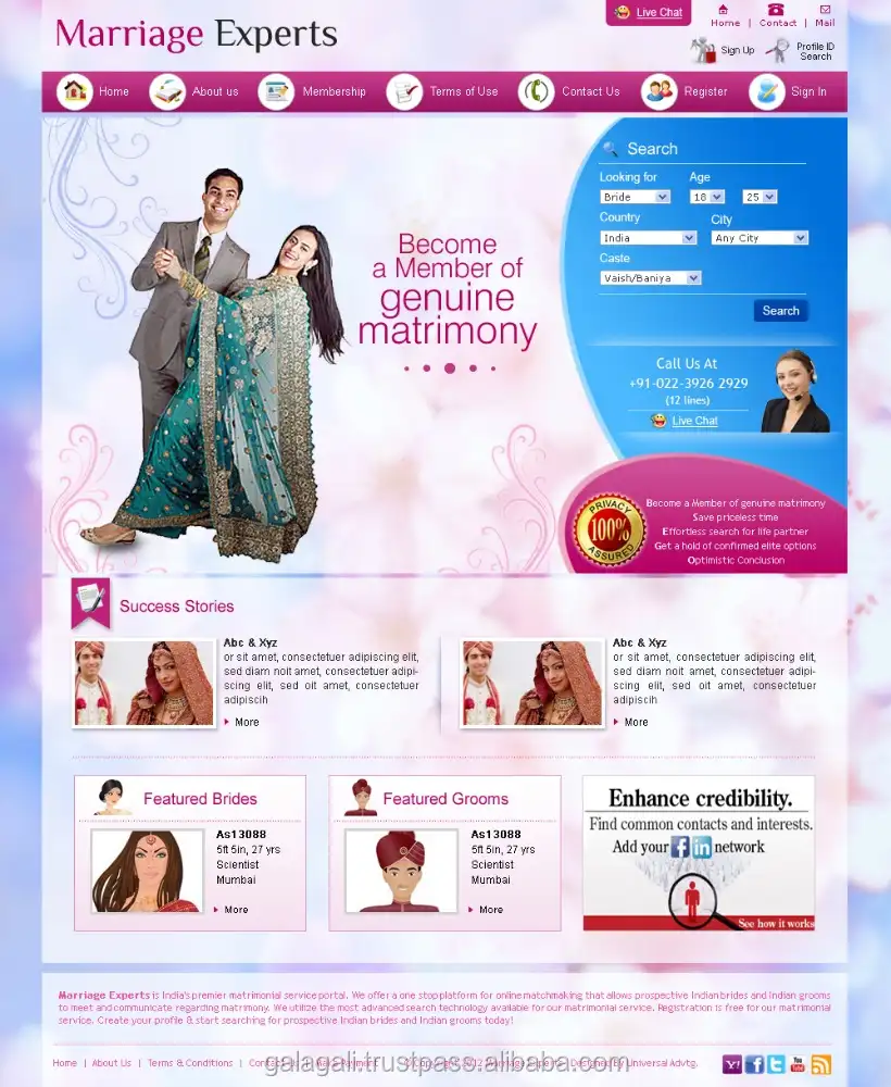 Site matrimonal indiano e serviço de desenvolvimento de software
