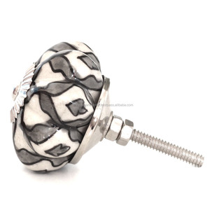 Boutons de tiroir en céramique noir blanc peints à la main pour cuisine salon salle de bain extérieur hôtel école armoires de garde-robe - Product Image 3