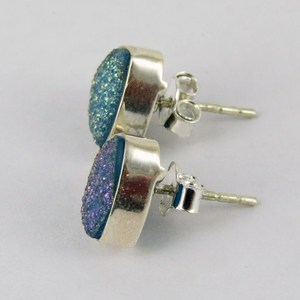Boucles d'oreilles unisexes en argent sterling et titane, style bohème, avec breloques Druzy, pour toutes les occasions - Product Image 4