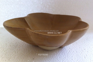 ชามไม้สักพม่าทรงดอกไม้แกะสลักด้วยมือสไตล์อเมริกันเป็นมิตรต่อสิ่งแวดล้อมชุดรับประทานอาหาร - Product Image 2