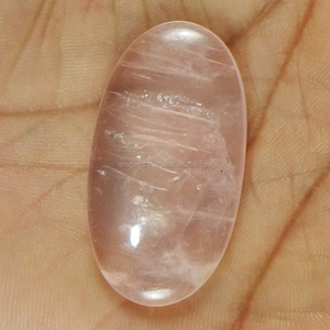 Cabochon ovale en Quartz Rose naturel, 2 pièces, 9.80 gms, 22x40mm, pierres précieuses - Product Image 2