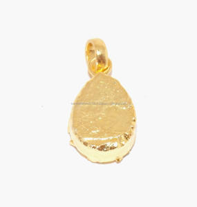 Pierre précieuse naturelle de paon Druzy avec plaqué or électrolytique fait à la main cadeau à la mode pour ses bijoux collier pendentif - Product Image 2