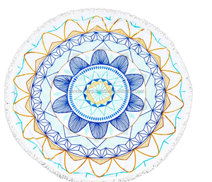 ผ้าขนหนูชายหาดทรงกลมลายแมนดาลาสำหรับชายหาดผ้าขนหนูชายหาดผ้าฝ้ายพิมพ์ลายดอกไม้ - Product Image 1