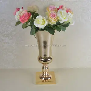 Vaso de ouro para casamento, peça central, urna de flores para mesa de casamento, vaso de latão decorativo, arranjos de flores artificiais