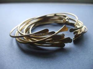 Vintage Sexy Bohemian <b>Gold</b> Plated Cuff <b>Bracelet</b> Smooth Skinny Oval Stacking Bangles Floating Pearl Bridal Jewelry Perfect Gift - Product Image 2