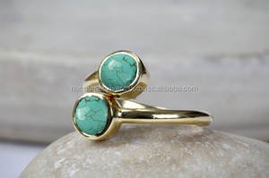 FANCY Women's Green <b>Turquoise</b> Gemstone <b>Rings</b> Adjustable round Bezel Set Charm for Wedding Engagement Gift Party Anniversary - Product Image 2