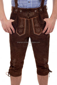 Pantalon en cuir suédé marron foncé, vêtement allemand brillant au dessus des genoux, style bvier allemand, - Product Image 6