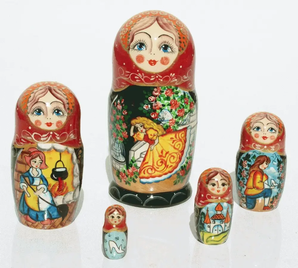 신데렐라 Matryoshka 중첩 나무 인형 러시아어 스태킹 인형 Babushka Matryoshka 러시아 인형 구매 세트 5pc