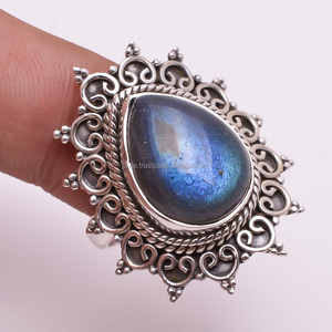 925 Sterling Silver <b>Labradorite</b> Gemstone <b>Ring</b> Bezel Setting Party Jewelry Exporter Wholesale Supplier Fine Jewelry - Product Image 1