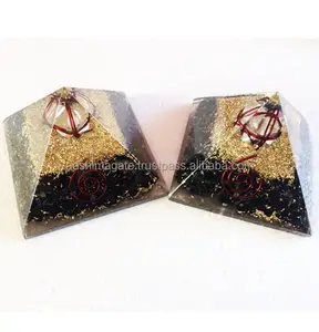 Black tourmaline orgone pyramids with crystal quartz merkaba star orgone healing pyramids : wholesale orgone pyramid