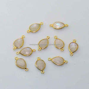 Conectores de Doble Aro de Plata de Ley con Piedra Lunar Arcoíris Blanca, Chapado en Circonio, Estilo Vintage para Mujer, Regalo Cristiano con Piedra Preciosa - Product Image 2