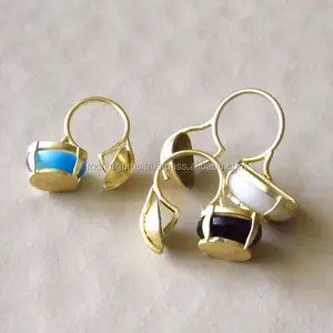 แหวนเหรียญหินสีทรงกลมเคลือบทอง22กะรัตพร้อมแผ่นสีโรสโกลด์สำหรับงานเลี้ยงและวันครบรอบ - Product Image 1