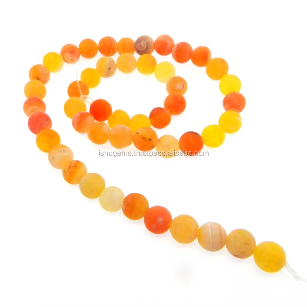 Beads For Jewelry Making 15 inch Length Gemstone 8mm Plain Frosted Agate Beads