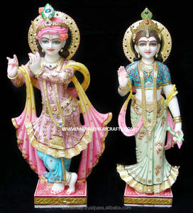 รูปปั้นพระกฤษณะองค์เดียวรูปปั้นหินอ่อนสีขาวรูปปั้นพระกฤษณะราดา - Product Image 1