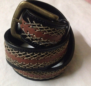 Design de luxe tissé à la main pour hommes, ceinture décontractée en cuir avec dos en daim cousu, ceinture décontractée en cuir de qualité supérieure - Product Image 1