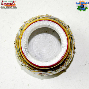 แจกันหินอ่อนตกแต่งแบบดั้งเดิมของอินเดีย ของชำร่วยงานแต่งงาน อุปกรณ์ประกอบพิธีกรรมทางศาสนา ของที่ระลึกทางศาสนา และของตกแต่งบ้าน - Product Image 3