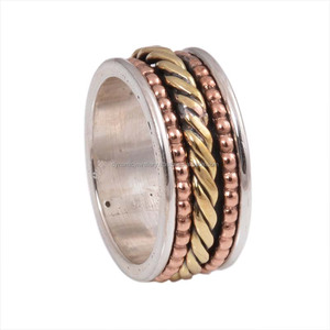 Hecho a mano hermoso al por mayor anillos lisos Spinner sin estrés plata esterlina hombres mujeres bodas fiesta alto pulido meditación - Product Image 1