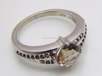 Bague de fiançailles et de mariage classique en quartz fumé certifié CMA pour femme, en argent sterling 925, 1,47 ct, sertissage à griffes, tendance