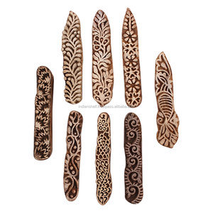 Tampons de toile en bois tissés à la main, blocs d'impression, Textile brun artisanal, timbres Floral indien en ligne, nouveau Design, dernière collection - Product Image 1