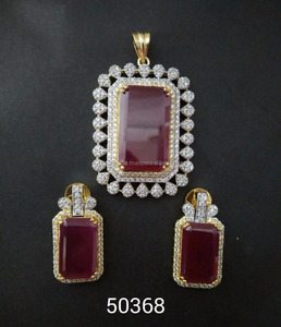 Juego de colgante de rubí CZ de calidad de exportación al por mayor-50368 - Product Image 1