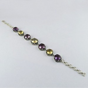 Bracelets à maillons bohèmes en argent sterling 925 avec améthyste et citrine – Bijoux uniques unisexes pour femme, idéaux pour cadeau ou fête - Product Image 3