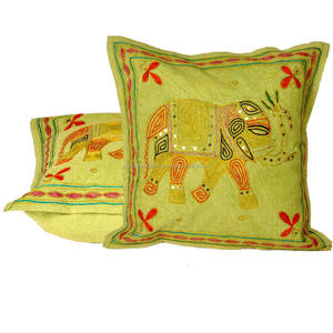 Handmade <b>Indian</b> Animal Embroidered <b>Cushion</b> Cover Gypsy Art Deco Pillow Case in Cotton Ethnic Animal Pattern Throw Pillow - Product Image 3