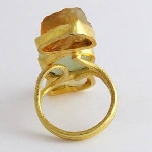 Anillo de plata de primera ley y citrino para mujer, sortija, plata esterlina 925, Amarillo, Azul, aguamarina, 925 - Product Image 4