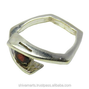 Anillo de Plata de Ley 925 sólida Eternity Vermeil, piedra preciosa granate hecha a mano, joyería fina directa del fabricante y del proveedor - Product Image 2