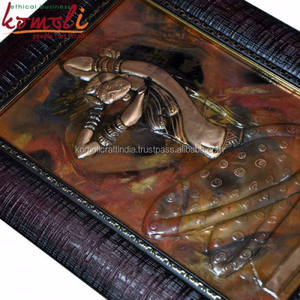 The Cherubic Folklore <b>Set</b> <b>of</b> <b>3</b> Fascinating <b>Wall</b> Mural Large Metal <b>Wall</b> Hanging Copper Embossing - Product Image 4