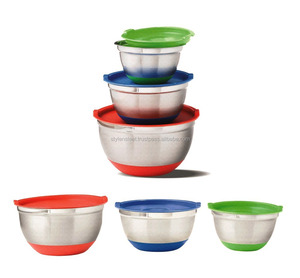 Tazón de mezcla alemán de acero inoxidable, cortador de ensalada de cocina, tazón de mezcla de ensalada de acero inoxidable con tapa, mezcla multicolor - Product Image 5