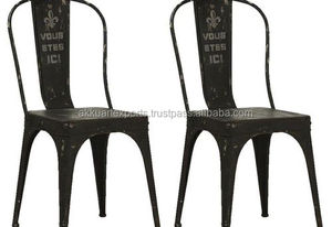 Akku Art Jodhpur เก้าอี้รับประทานอาหารโลหะแนววินเทจหุ้มของเก่าสไตล์ร้านอาหารสีดำ - Product Image 3