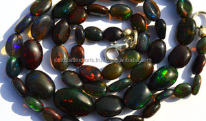 Precio DE PEPITA lisa de ópalo negro etíope-Collar de gemas de cristal y cristal calentado con humo competitivo - Product Image 4