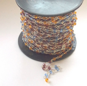 Belle Multi Pierre Argent Plaqué 3 - 4 mm Perlé Pierre Naturelle Multi Bijoux Chapelet Pièce Charme Chaîne - Product Image 1