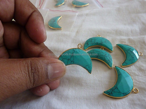 Turquoise <b>Moon</b> Shape Pendants Custom Gold & Rhodium Plated Simple Design Women's & Men's Party Jewelry Wholesale Supply - Product Image 6