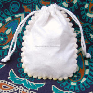 Pochette à bijoux indienne en coton faite à la main Sac cadeau de faveur de mariage avec logo personnalisé Sac cadeau de faveur de mariage avec cordon de serrage - Product Image 2