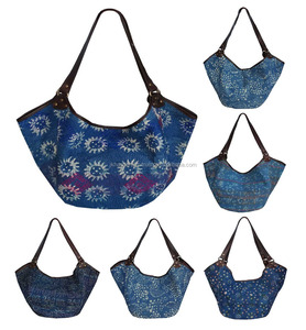 ราคาขายส่ง กระเป๋าผ้าฝ้ายอินดิโก้ งานฝีมือแบบวินเทจ คันธา - Product Image 2