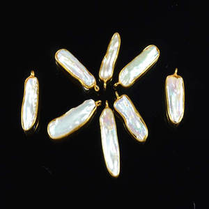 เครื่องประดับแบบขั้วต่อสีขาว biwa ประดับมุกชุบทองอุปกรณ์สำหรับจี้มุกและเครื่องราง - Product Image 2