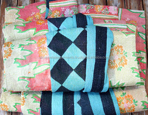 Manta Kantha Sari 100% algodón tejido y bordado ropa de cama reciclada para uso decorativo apto para viajes - Product Image 4